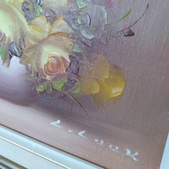 UNIQUE VINTAGE PICTURE, BEAUTIFUL FLOWERS, FRAMED, SIGNED BY ARTIST - Picture 3 of 5